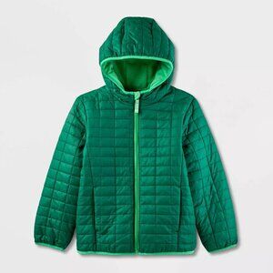 Kids' Solid Puffer Jacket - Cat & Jack™ - Dark Green - Like New
